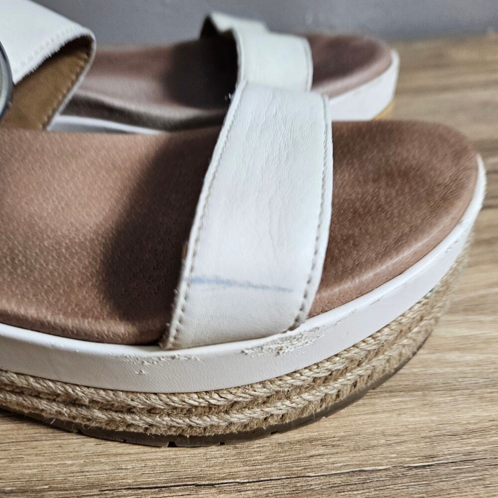 UGG "April" Leather Platform Espadrille Sandals - Ivory/White Boho Y2K Size 7 - Picture 8 of 10